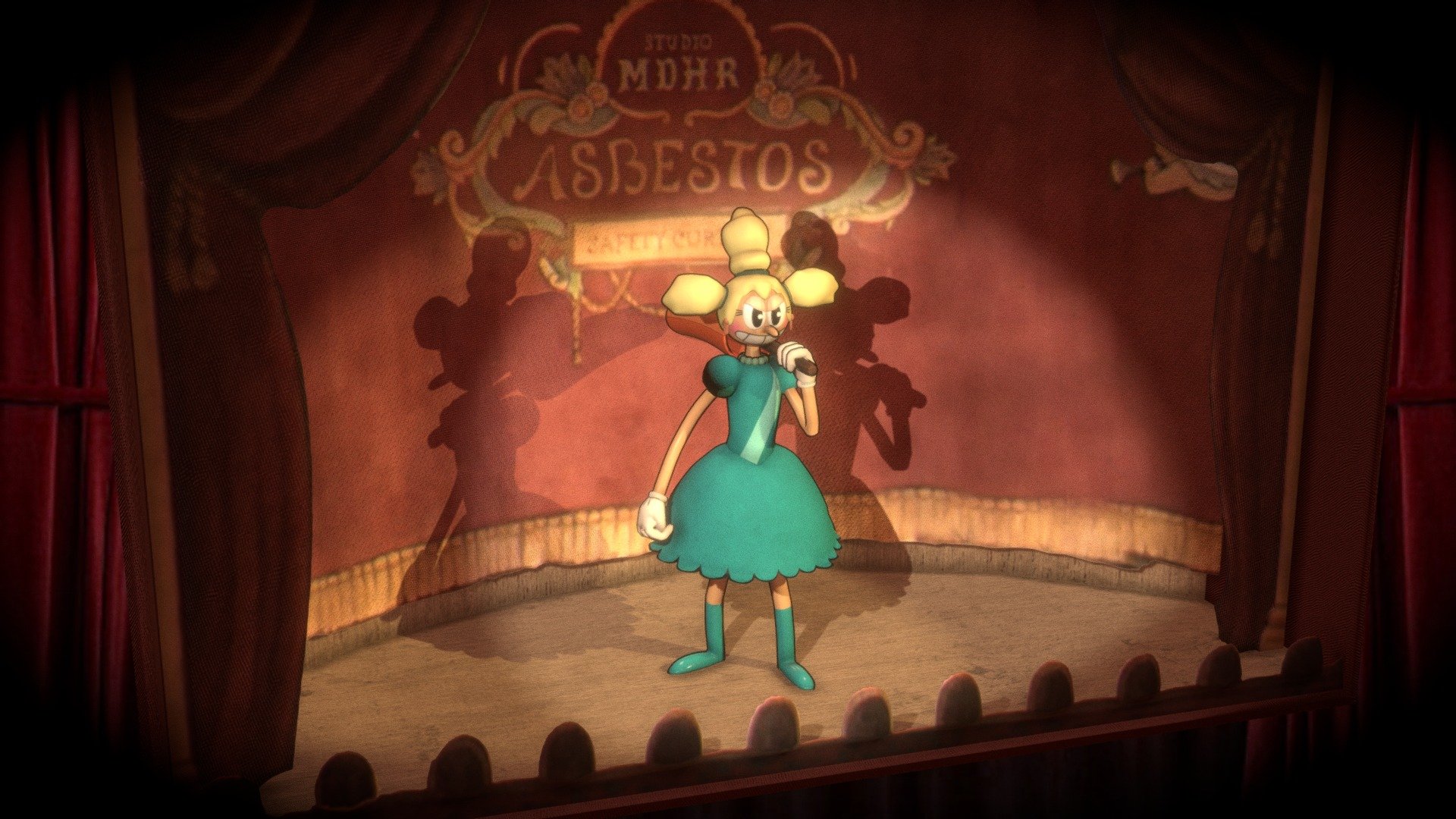Fan Art of Sally Stageplay from the game Cuphead.

My first animated model on Sketchfab with two move sets from the game.
A good exercice to transform a 2D model into the third dimension 3d model