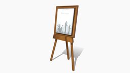 Easel Event Displayer bar, wooden, restaurant, event, store, easel, gallery, tripod, menu, pbr, low, poly, displayer