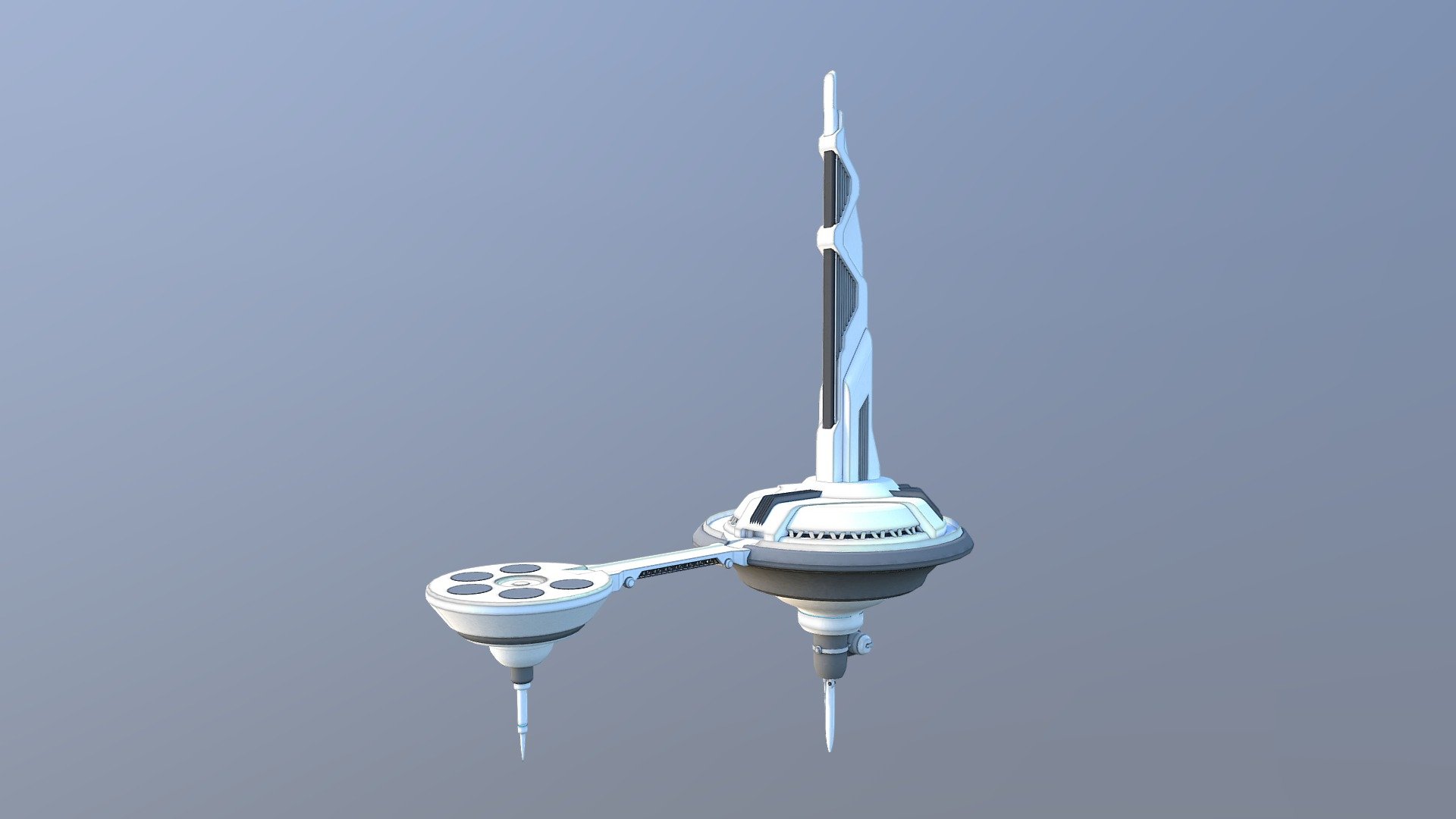 Floating sky tower building, for Sketchfab Weekly Challenge # 21 with the prompt : &lsquo;futuristic building' 3d model