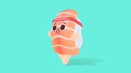 Brave Sushi food, cute, toy, small, flatshaded, characterart, game-ready, sushi, scarry, game-asset, brave, low-poly-model, runcycle, japanese-food, stylizedcharacter, maya, character, low-poly, cartoon, asset, game, art, design, mobile, characters, animation, stylized, characterdesign, rigged, japanese