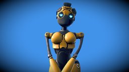 Heidi custom, cute, pose, , unreal, rig, ready, vr, ar, skinny, cyborg, android, yellow, adorable, unity, girl, game, pbr, female, animated, robot, simple, rigged
