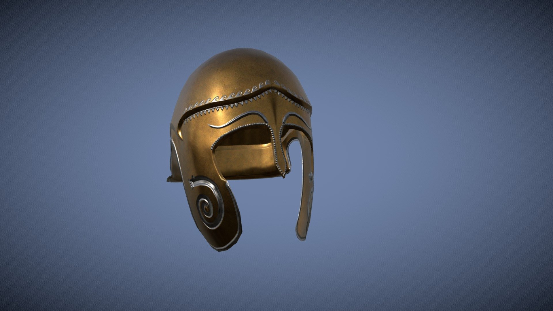 A Chalcidian Helmet

Made for the RIR: Imperium Surrectum mod, for the game Rome Total War Remastered.

Made in Blender - 603 vertices

The creative process consists of modelling the low-poly version, followed by high poly version through the use of the Multi-Res modifier. Any details that the piece might present are sculpted on this copy, after which, they are baked into its low poly counterpart. The goal here is to avoid modelling the additional detail - which would increase the vert count - while still maintaining the illusion that the helmet contains such details 3d model