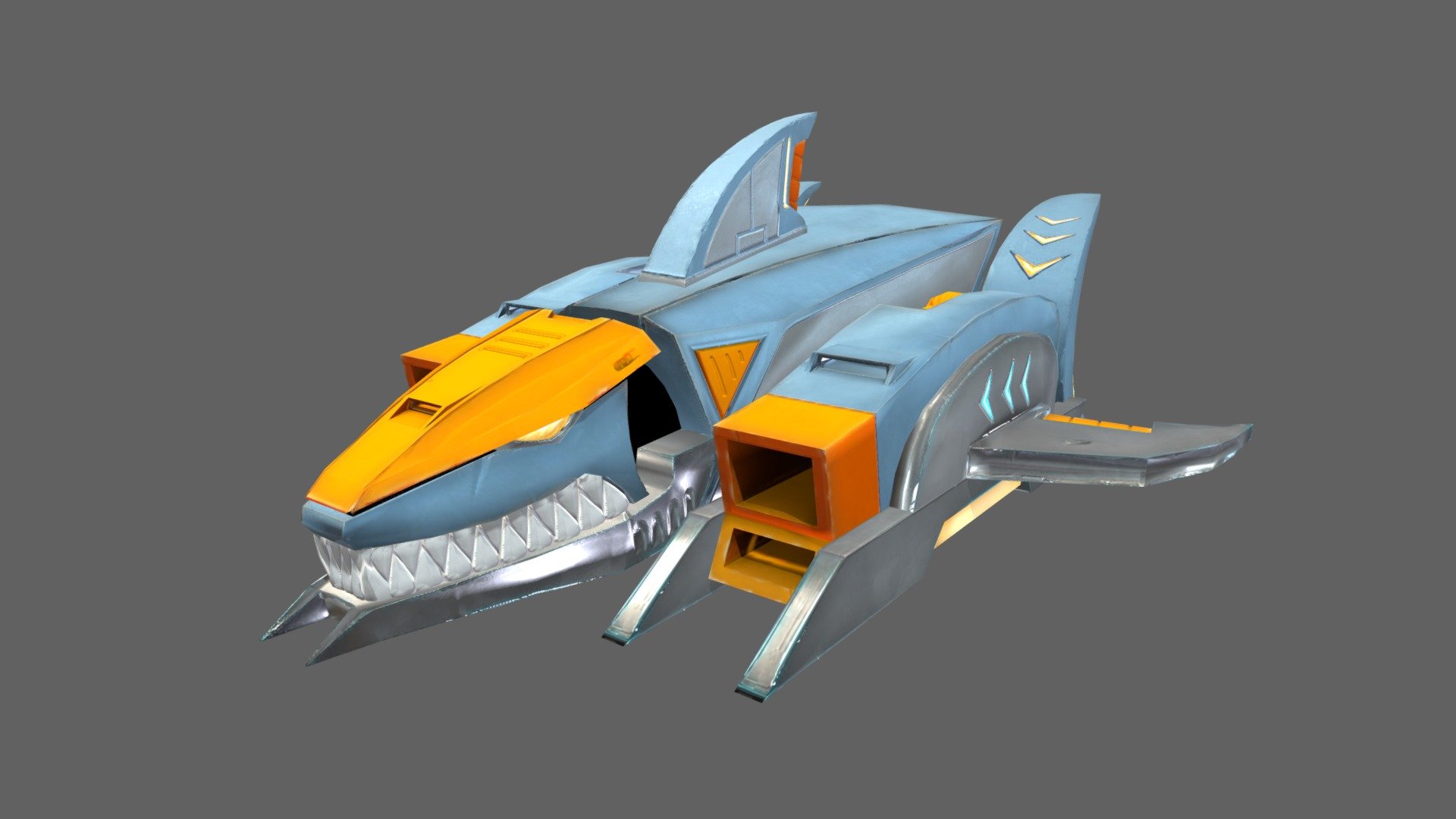 Vehicle asset for racer game.
Model, texturing, rigging and animation by myself.
Concept art by https://sketchfab.com/Emiljul - Shark space racer - 3D model by TheJungleVIP 3d model