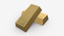 Gold ingots 04 bar, market, treasure, currency, bank, shiny, metal, finance, ingot, precious, investment, reserve, bullion, 3d, pbr, gold