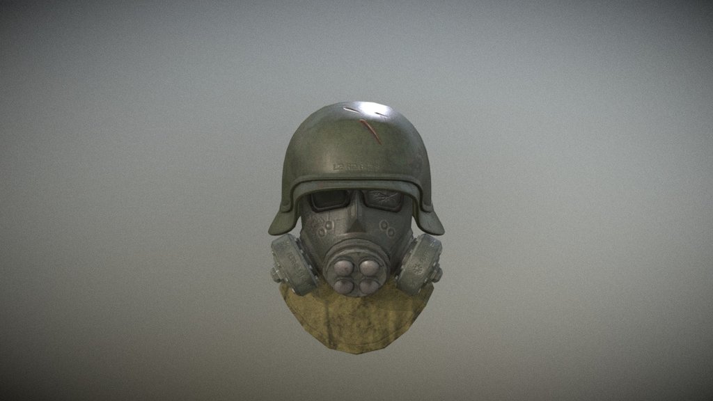 Assembly of a Helmet, Gas mask and a sort of cowl - with each of these elements taking most of their inspiration and reference from WW2 designs 3d model