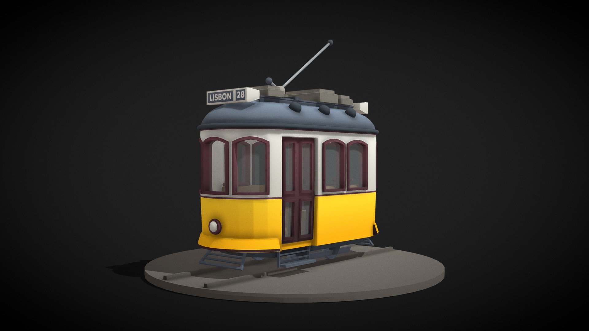 Based on Lisbon's beautiful trams, trolleys, streetcars - what ever you call them.

Suitable for mobile games an beyond!

Stats: 5794 Tri fbx, 512x512 png - Stylised Tram - Buy Royalty Free 3D model by Daniel Chandler (@DanielChandler) 3d model