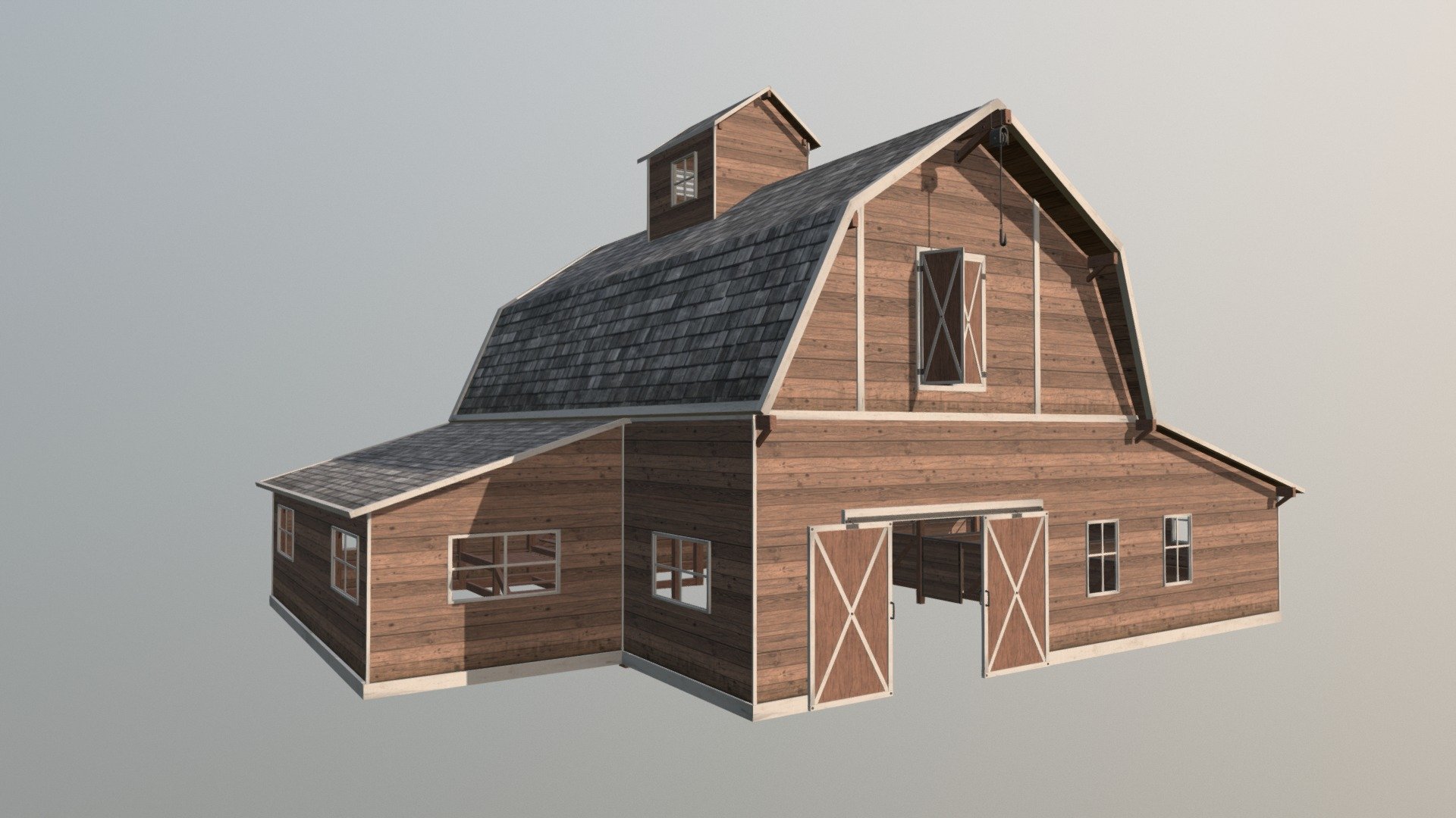 A close up view of the main barn building that is part of the &ldquo;Farm Assets