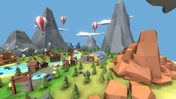 3D Lowpoly Farm Village assets, island, vr, virtualreality, farm, farmer, farming-simulator, cartoon, 3d, vehicle, lowpoly, city, stylized, village, gameready, environment
