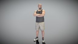 Strong man with crossed arms 389 style, archviz, scanning, people, shorts, fitness, t-shirt, realism, sneakers, athletic, malecharacter, bald, male-human, qulity, sportswear, bigman, photoscan, realitycapture, photogrammetry, lowpoly, scan, man, male, sport, highpoly, scanpeople, deep3dstudio, realityscan