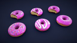 Stylized Pink Donuts food, donuts, cartoony, breakfast, pink, simpsons, eat, stylised, snack, bread, donut, sweet, bakery, doughnut, doughnuts, dough, sprinkles, baker, carttoon, stilised, fortnite, donutbox, cartoon, asset, game, pbr, gameready, donut-food, dougnuts, bakeryshop, simpsons-donut, donut3d, dough-nut, douthnuts, dough-filling