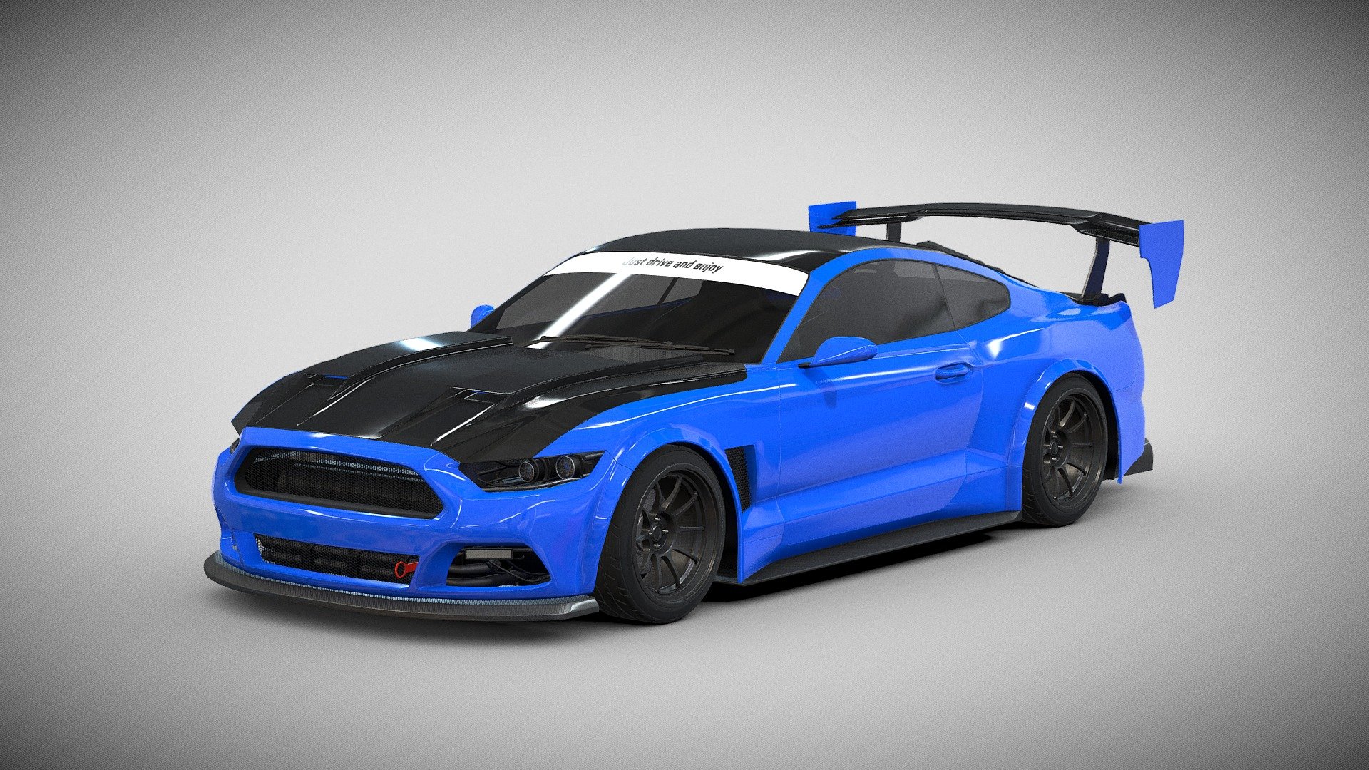 A 3D model of the Ford Mustang that has been made, then I added some parts that I customized myself.

The interior of the car is not detailed, because I only focus on the exterior - Ford Mustang Custom - Buy Royalty Free 3D model by Naudaff3D 3d model