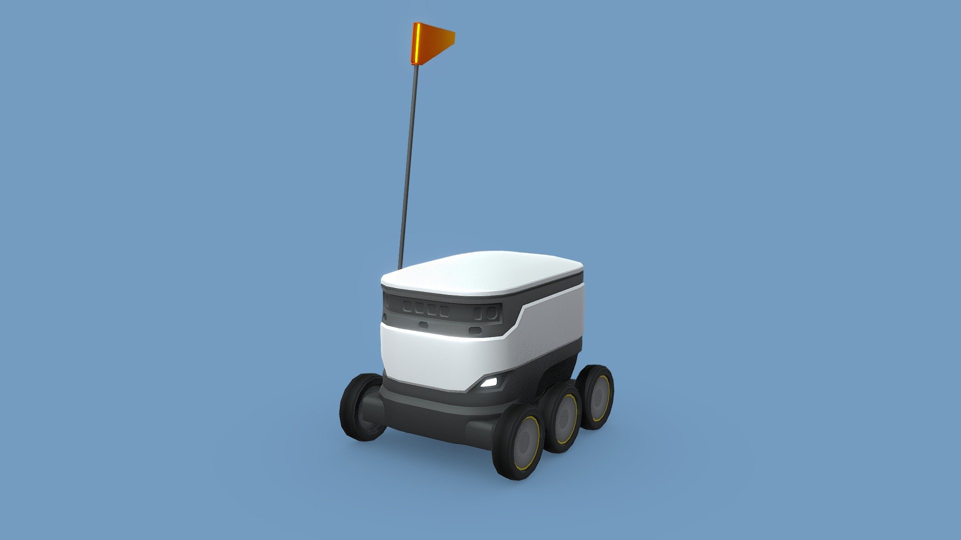 This low poly 3D asset of a delivery robot is ready to use. With its sleek, minimalist design and compact size similar to a cooler, it is ideal for use in games or simulations that involve logistics, transportation, or futuristic technology.

It uses a gradient palette texture atlas or trim sheet for texturing, allowing for high-quality textures without sacrificing performance 3d model