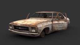 Rustworld Sedan abandoned, sedan, rust, prop, post-apocalyptic, retro, saloon, rusty, vehicle, lowpoly, gameasset, car, gameready, noai
