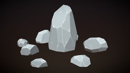 Low Poly Rocks assets, rocks, substancepainter, substance, low-poly, blender, simple