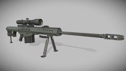 Sniper Rifle realistic, rigged, gameready, noai