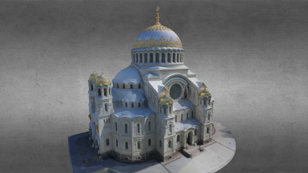 Photos were taken using quadcopter Geoscan-401.
Reconstructed from 750 images in Agisoft PhotoScan.

Additional information: http://geoscan.aero/ru/node/101 - Naval Cathedral in Kronshtadt - 3D model by Agisoft 3d model