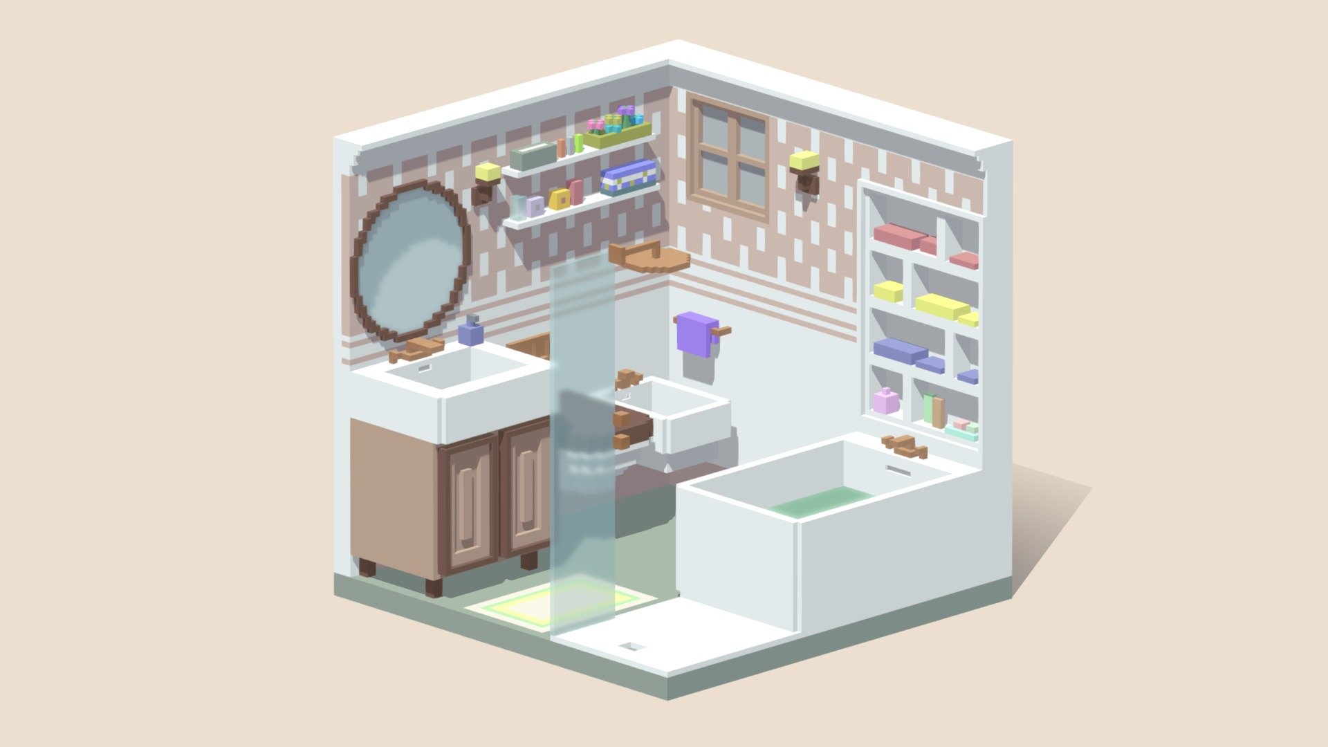 Bathroom of an old house with some objects of today made in Magicavoxel. Hope you like it!

Warning: the model may not be seen here in the same way that it is seen in Magicavoxel - Isometric Bathroom Voxel - Buy Royalty Free 3D model by Sora (@dualityart) 3d model