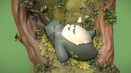 Totoro WIP cute, plants, sleep, ghibli, miyazaki, totoro, cozy, studioghibli, hayaomiyazaki, myneighbortotoro, substancepainter, creature, zbrush, fantasy