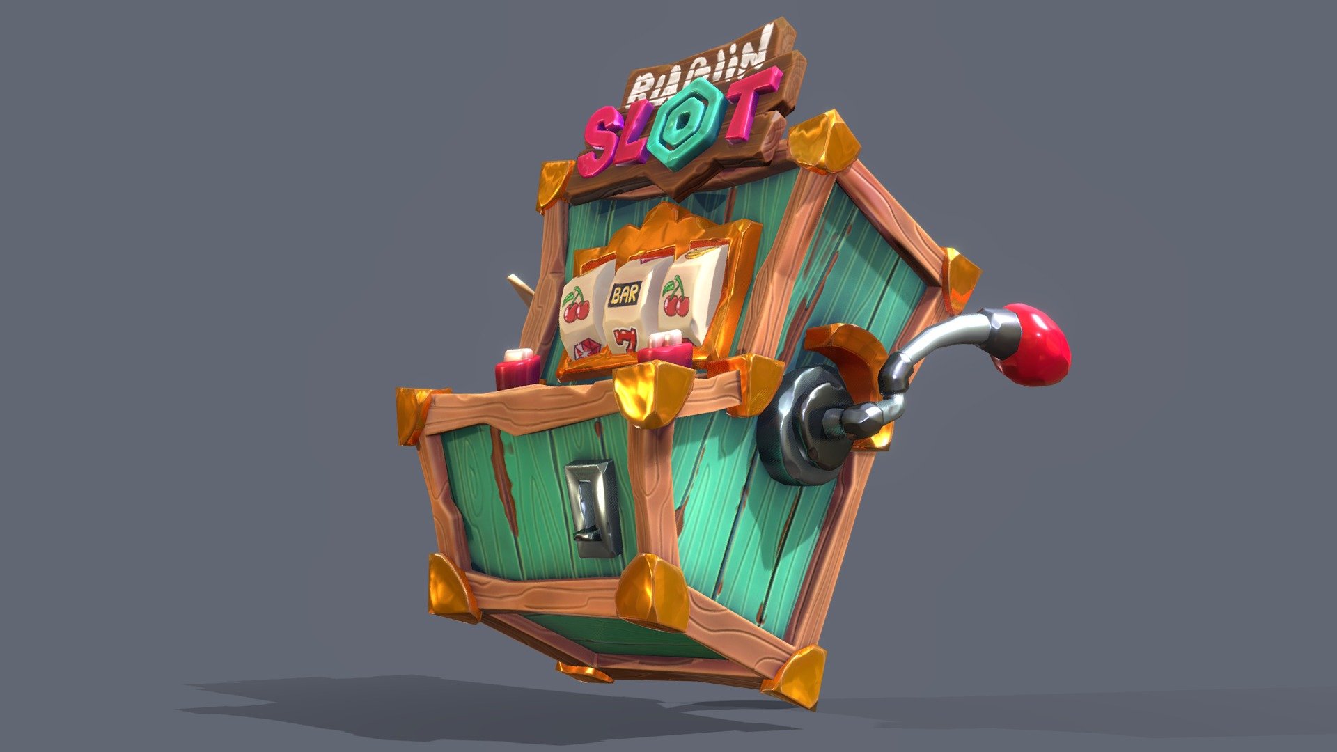 Stylized Alive Slot Machine, animated with smearing technique achieved through the transfer of the Flex modifier effect from 3ds max - This Slot Machine is Alive!!! - 3D model by Vladimir Abashin (@UncleV89) 3d model