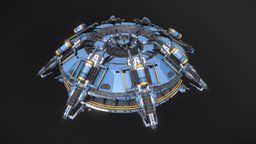 Scifi Terraformer starship, game-ready, terraformer, msgdi, pbr, lowpoly, scifi, ship, space, spaceship, noai