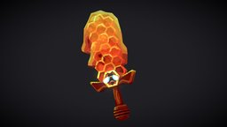 Honey Sword food, bee, honey, pixel-art, blockbench, weapon, lowpoly, sword, stylized, fantasy, swordtember