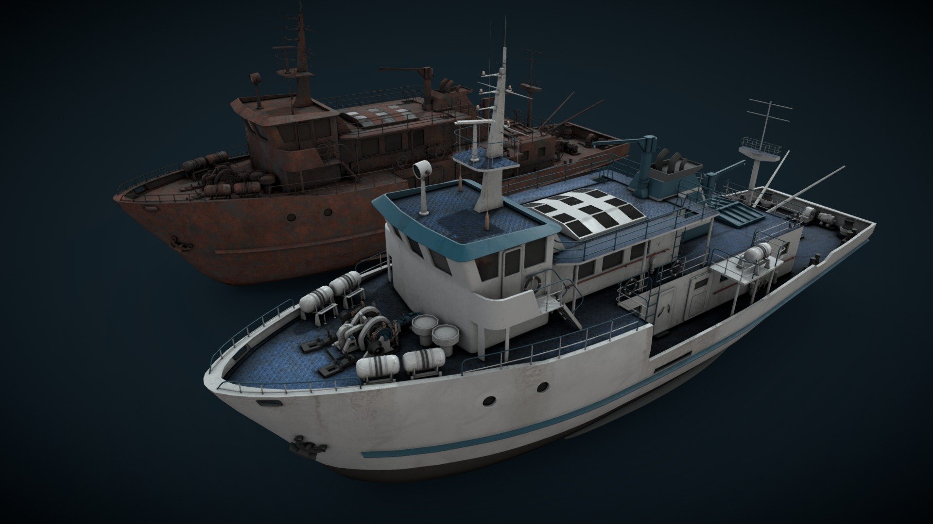 Supply vessel for industrial visualizations 

Regular painted and rusted abandoned 

4k PBR png textures included 

Non overlapped UVs - Supply vessel - Buy Royalty Free 3D model by maxpsr 3d model