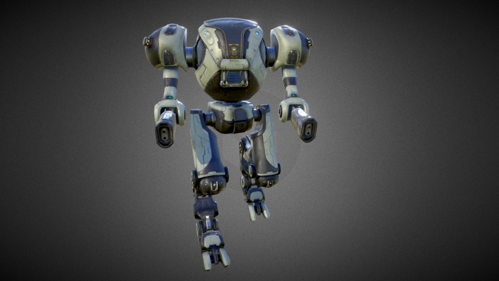 This mech is designed for replacable parts system in 8suns. 
Every part has a slot and fits other simmilar components to keep the same rigg and animation for every asset 3d model