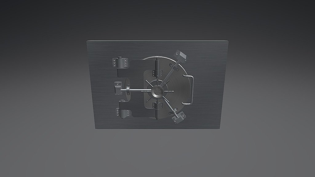 Animated facade of a heavy duty bank vault.  Most of the parts are separate and moveable so it can be animated to spin the wheel, retract the front bar lockers and have the entire circular door swing open 3d model