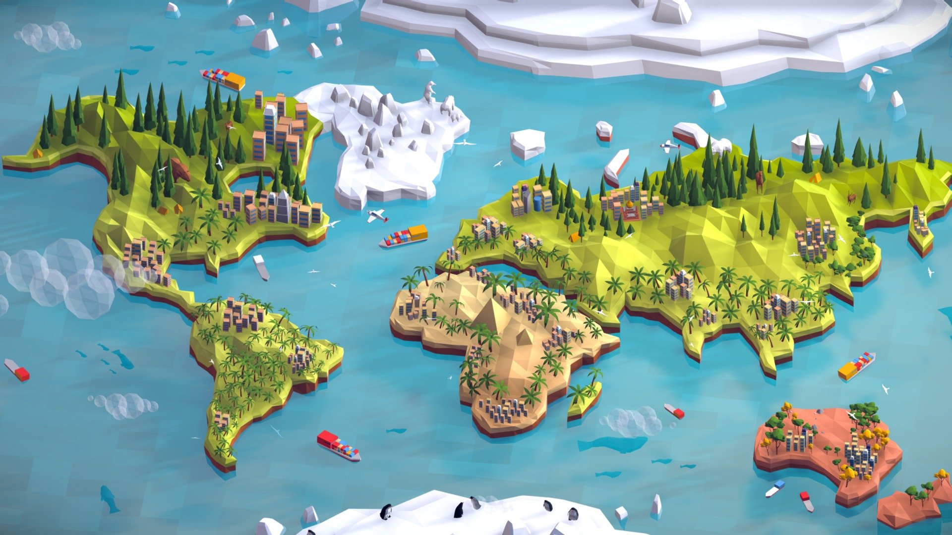 Created on Cinema 4d R17. 

UVW Textured (Game Ready)

Extra fast render, Extra easy.

143 223 Polygons

Easy to change colors
 - Cartoon Low Poly World Map UVW textured - Buy Royalty Free 3D model by antonmoek 3d model