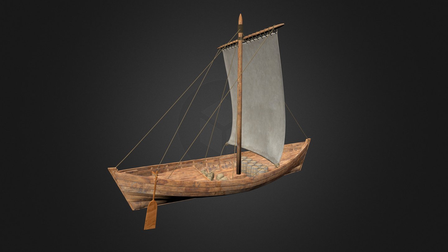This Frisian boat is an early 11th century version of the cog, the popular medieval freight ship for overseas transport.  The ship is suited for use on sea but also in undeep water, so that it can be loaded and unloaded in coastal areas, without quay.
 - Early Frisian cog - 3D model by visualdimension 3d model