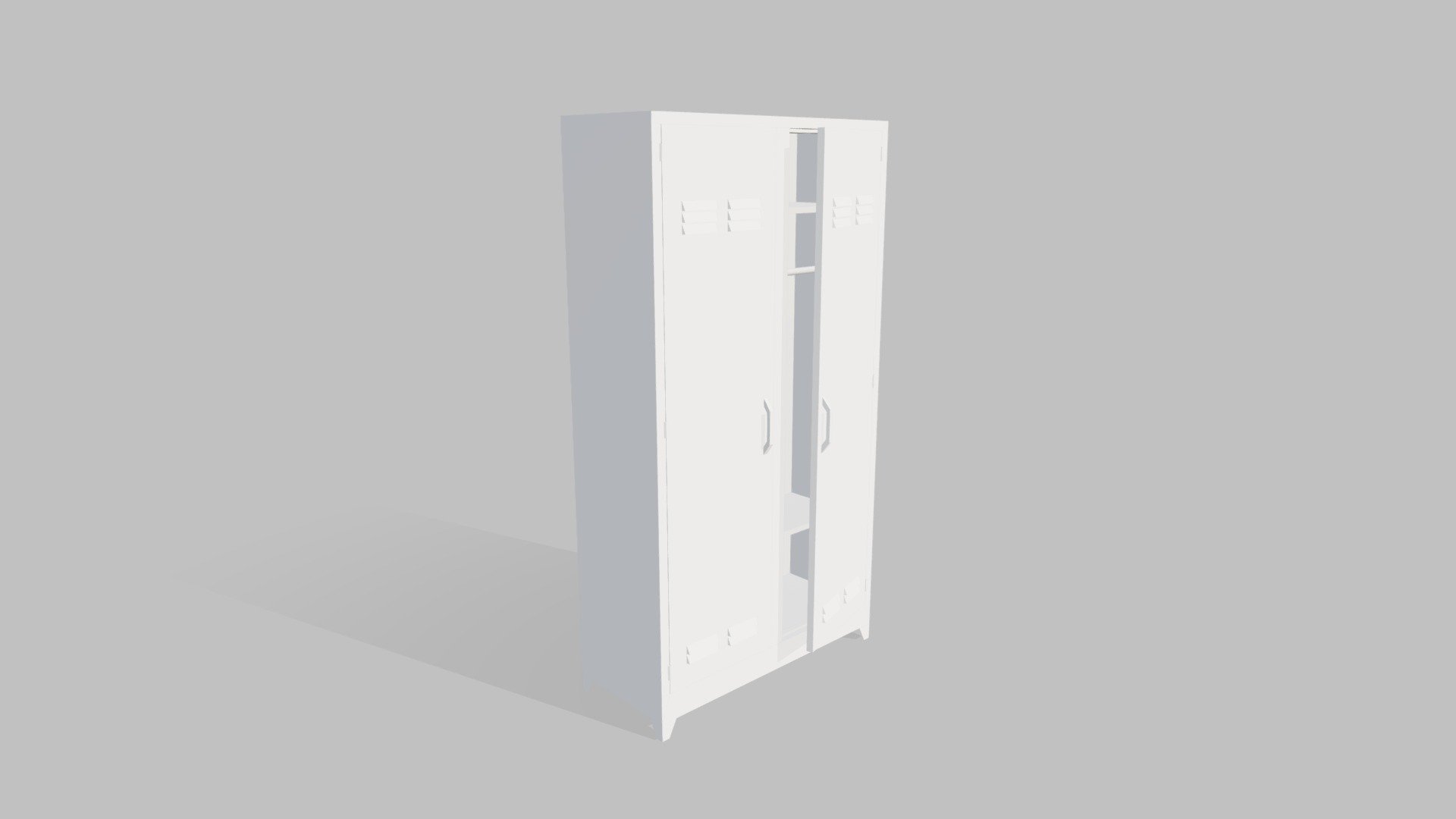 Locker de doble casillero.


Largo: 1.08 mts. / Altura: 2 mts. / Ancho: 0.45 mts.




Low Poly 



Rigging en ambas puertas.

UVs: Si / Textura: no.
 - Lockers (Double) - Modelo 01 - 3D model by William Luque (@luquewilliam230) 3d model
