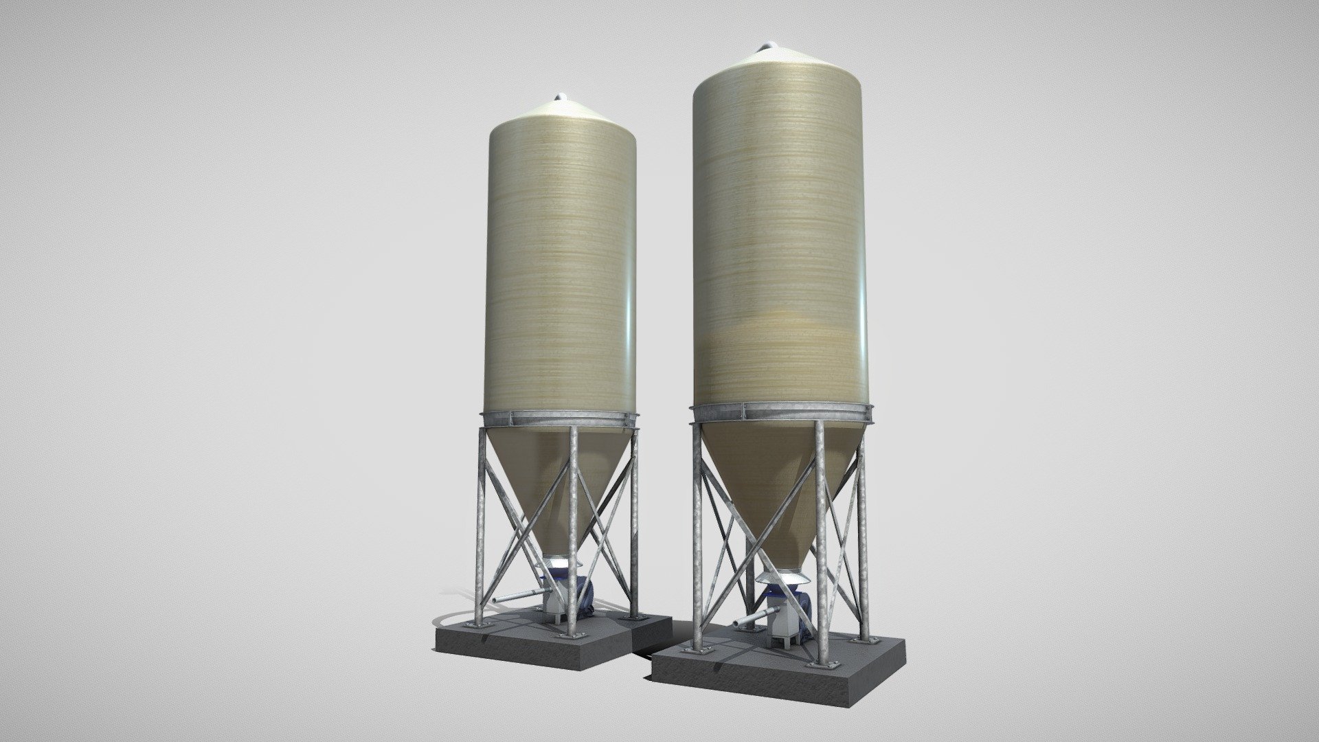 Here is a corn silo (version 1 pvc container) with animated distributor fan.




Object Name - Silo_PVC 

Object Dimensions -  2.332m x 2.549m x 8.000m






Vertices = 36284

Edges = 78915

Polygons = 43515





PBR textures are available in 8192 x 8192 px resolution.







Last update:
23:00:13  21.03.22






3d modeled and textured by 3DHaupt in Blender-3D.
 - Corn Silo (Version-1 PVC Container) - Buy Royalty Free 3D model by VIS-All-3D (@VIS-All) 3d model