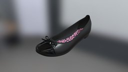 Ballet Flat cute, bow, pattern, shoes, insole, patent, black
