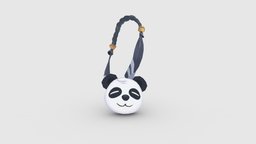 Cartoon panda satchel cute, bag, wallet, purse, shoulder, handbag, moneybag, lowpolymodel, satchel, haversack, character, handpainted, cartoon, stylized, clothing