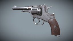 Nagant M1895 (Soviet) PBR Low-Poly Animated revolver, handgun, 1895, pistol, nagant, soviet-weapon, 1910s, weapon, blender, pbr, lowpoly, animated, gun, gameready