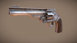 Smith & Wesson Model 3 Schofield Revolver revolver, western, props-game-assets, schofield, substance, weapons, blender, gameart, guns