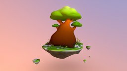 Sketchfab Weekly Challenge: Tree tree, flowers, fat, island, round, trunk, smooth, floating, chubby, thick, sketchfabweeklychallenge, sculpture, modelling
