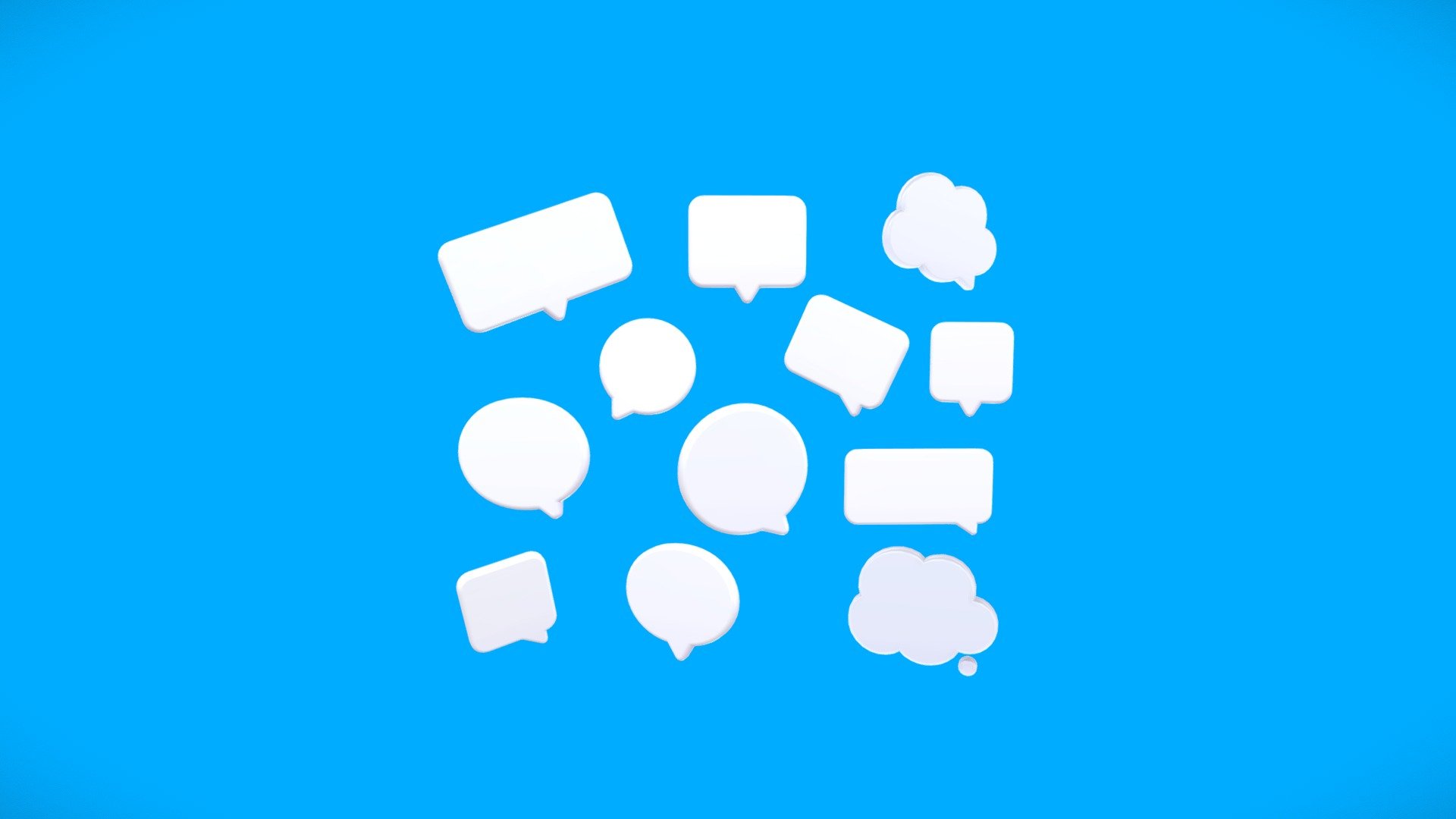 Cartoon Speech Bubble Pack 3d model. 
  


17,624 poly 

17,650 Vert 
  


File Formats 


3ds Max  

OBJ  

FBX 
 


Non-overlapped UV 

Clean Topology 

No Rig 
 


2048 PNG textures 


Base Color 

Roughness 
 - Cartoon Speech Bubble Pack - Buy Royalty Free 3D model by Cartoon Objects (@CartoonObjects) 3d model
