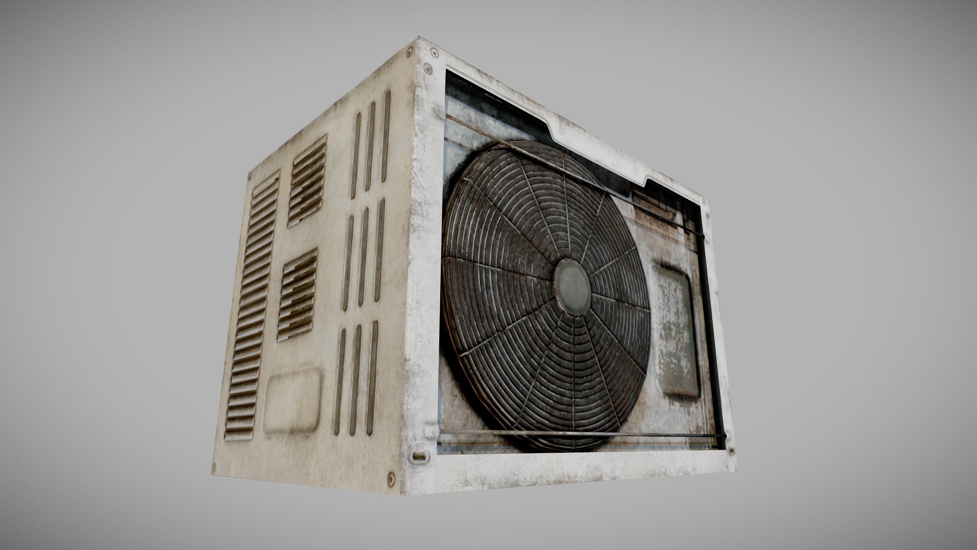 Rusty Air Conditioner 02 PBR

Very Detailed Very Low Poly Air Conditioner Unit for wall mounting, High-Quality PBR Textures.

Fits perfect for any PBR game as Environment Decoration etc.

Created with 3DSMAX, Zbrush and Substance Painter.

Standard Textures
Base Color, Metallic, Roughness, Height, AO, Normal, Maps

Unreal 4 Textures
Base Color, Normal, OcclusionRoughnessMetallic

Unity 5/2017 Textures
Albedo, SpecularSmoothness, Normal, and AO Maps

4096x4096 TGA Textures

Please Note, this PBR Textures Only. 

Low Poly Triangles 

1254 Tris
714 Verts

File Formats :

.Max2019
.Max2018
.Max2017
.Max2016
.FBX
.OBJ
.3DS
.DAE - Rusty Air Conditioner 02 - PBR - Buy Royalty Free 3D model by GamePoly (@triix3d) 3d model