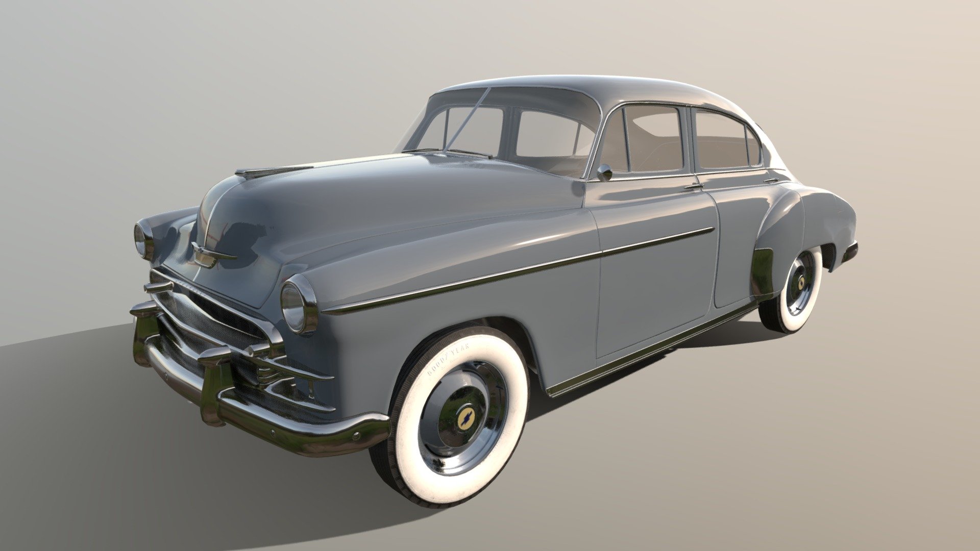 This is a 1950 Chevrolet Fleetline Deluxe Coupe exterior modeled in Maya 2020 and textured in Substance Painter as a side project. The model has 2 sets of textures, one for the body and one for the wheels 3d model