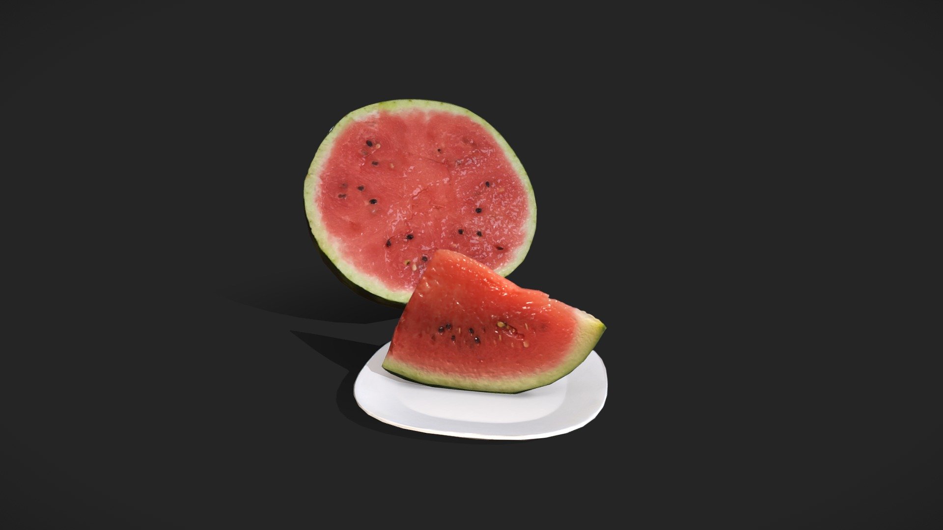 Lowpoly scan 
Vert: 951 
Tris: 1888 - Scan / Watermelon - 3D model by Romoonql 3d model