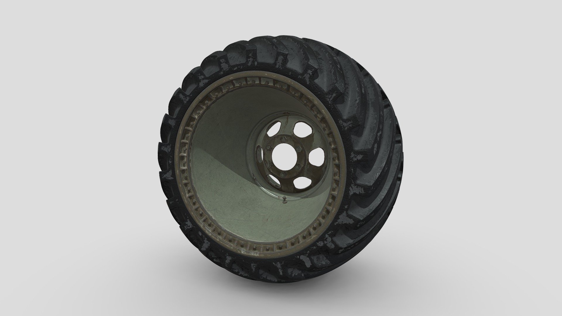 Excellent off-road wheel. The mileage is very low. A bit rusty, but if you need the same clean wheel, or a wheel with lettering look, there definitely is) 3d model