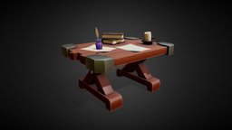 Stylized Table room, armchair, table, living, substancepainter, substance, chair, stylized