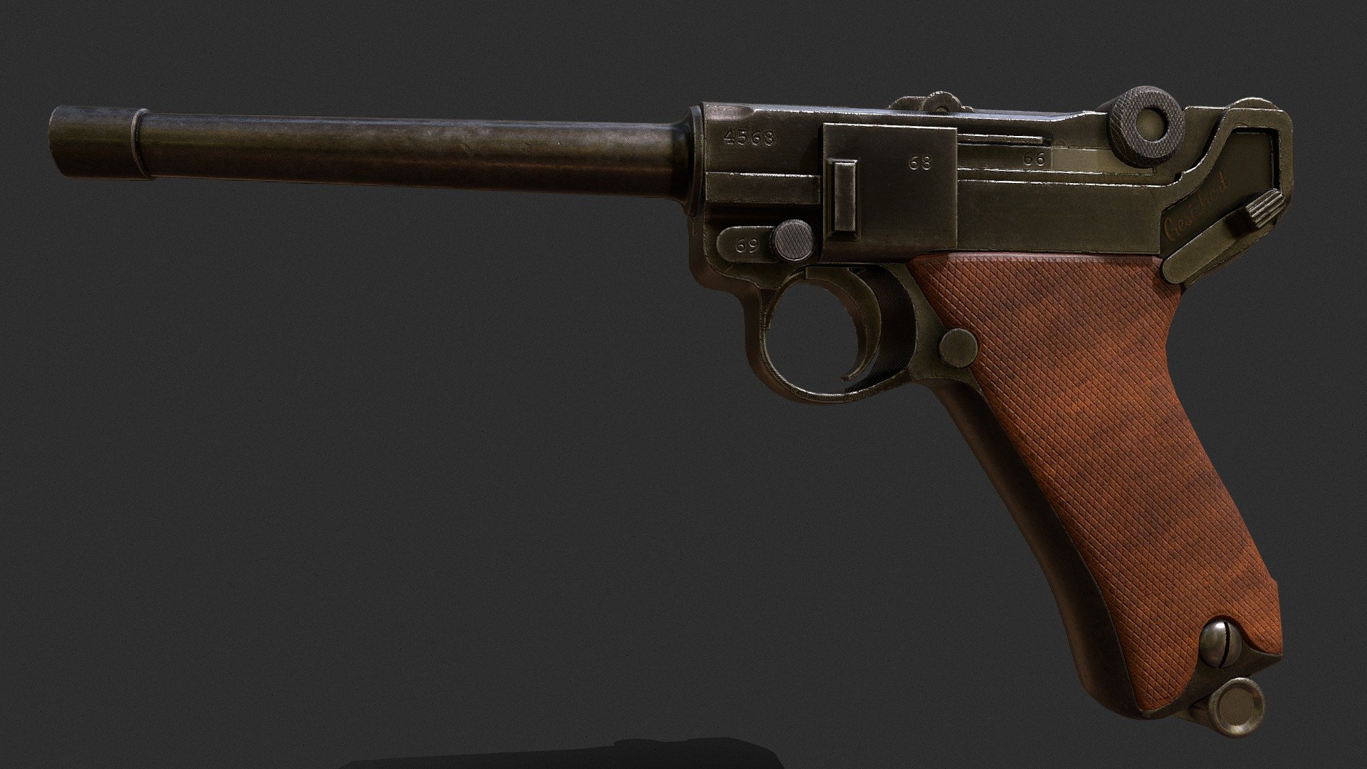 The Luger P08 is a semi-automatic pistol used by Germans during the 1st and 2nd World wars.

Contains two texture sets at 2K Resolution
uses PBR textures (Metallic/Roughness)

More renders can be found on my Artstation: https://www.artstation.com/artwork/xYEEnO - Luger P08 - Buy Royalty Free 3D model by Blockster_9 3d model