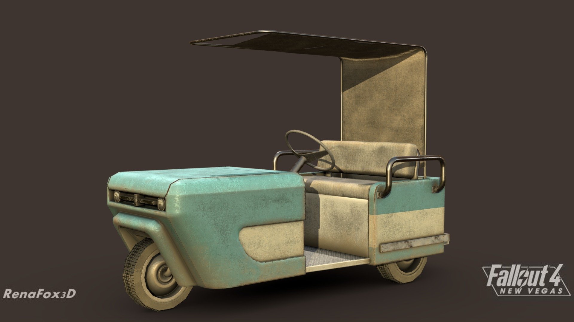 Remake of the Fallout New Vegas golf cart for the Fallout 4: New Vegas project

Made in 3DSMax and Substance Painter - F4NV - Golf Cart - 3D model by Renafox (@kryik1023) 3d model