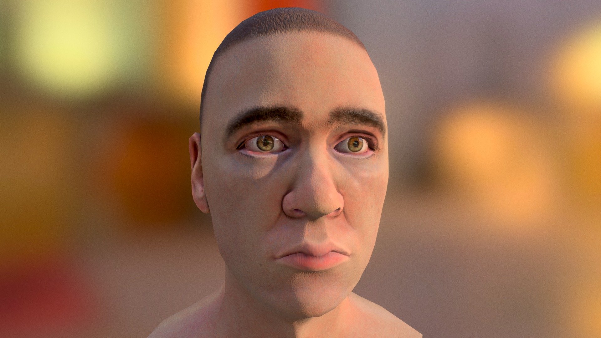 3D-scanned face that was brought into ZBrush, created a high-res sculpt, retopoligized, and then textured in Substance Painter - Male Face - 3D model by MattL 3d model