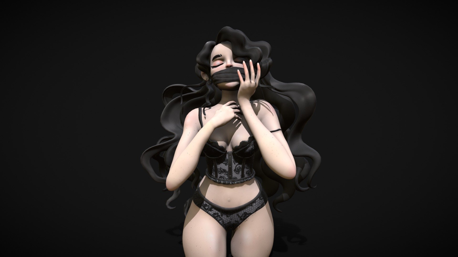 Hello! This represents a 3D version of one of my 2d artistic creations. 

I'm used Zbrush, 3ds Max and Substance painter - Darkness Women - 3D model by Lea_Moureaux (@lelemrx) 3d model