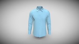 Mens Long Sleeve Slim Fit Blue Shirt modern, cloth, shirt, fashion, top, long, df, wrinkle, fit, mens, sleeve, resistance, apparel, design, digitalclothing, digitalcloth, apparelcloth, 3dappareldesign