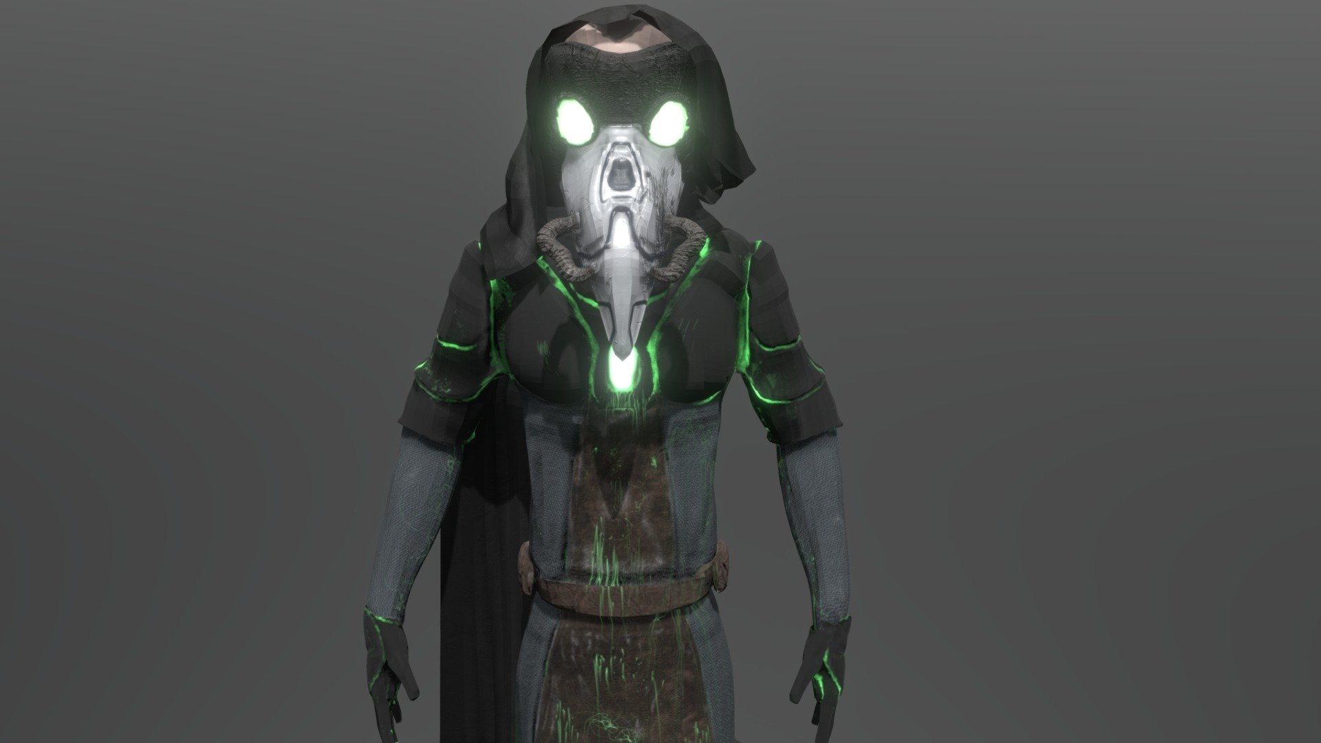Just a character i made using zbrush and substance painter. The cloak was made using marvelous designer and it doesn't have bones so that engine can take care for the cloth physics (I think it's better than manually animate). The animations were made in blender 3d model