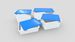 Food Container Pack storage, white, ware, case, dinner, breakfast, store, ready, meal, freezing, box, kitchen, fridge, package, freezer, kitchenware, packing, surplus, pantry, tupperware, preserve, game, low, poly, blue, plastic